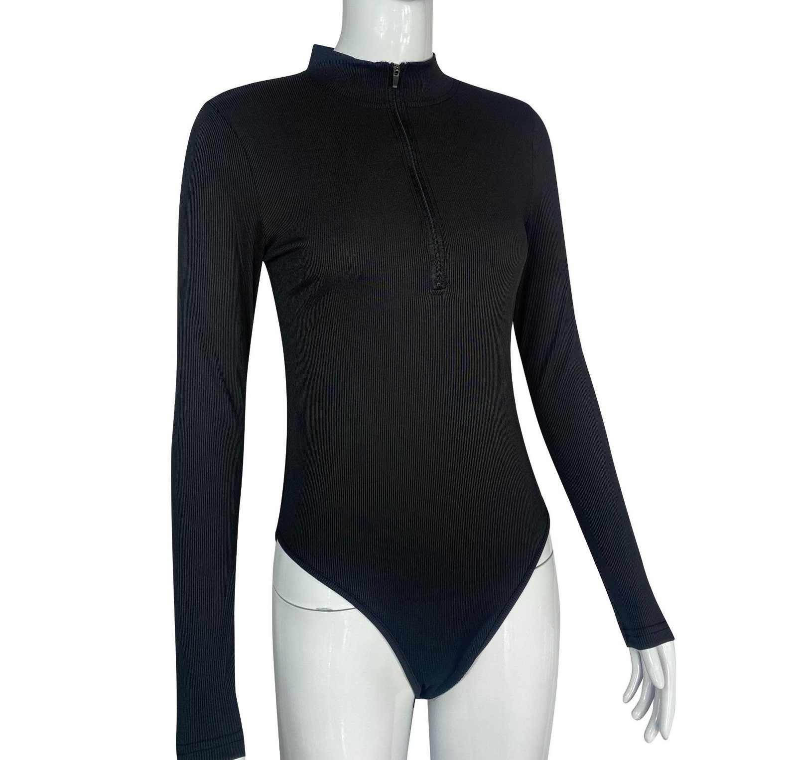 European and American Cross-Border Amazon 2023 Long-Sleeved Jumpsuit Sexy Ribbed One-Piece Front Zipper Long-Sleeved Top Jumpsuit - Image 3