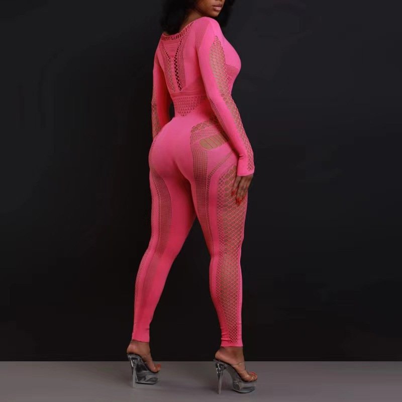 Transparent Pants European and American Style Summer New One-piece High Elastic Long Sleeve Perspective Sexy Spice Girl Pants - Image 4