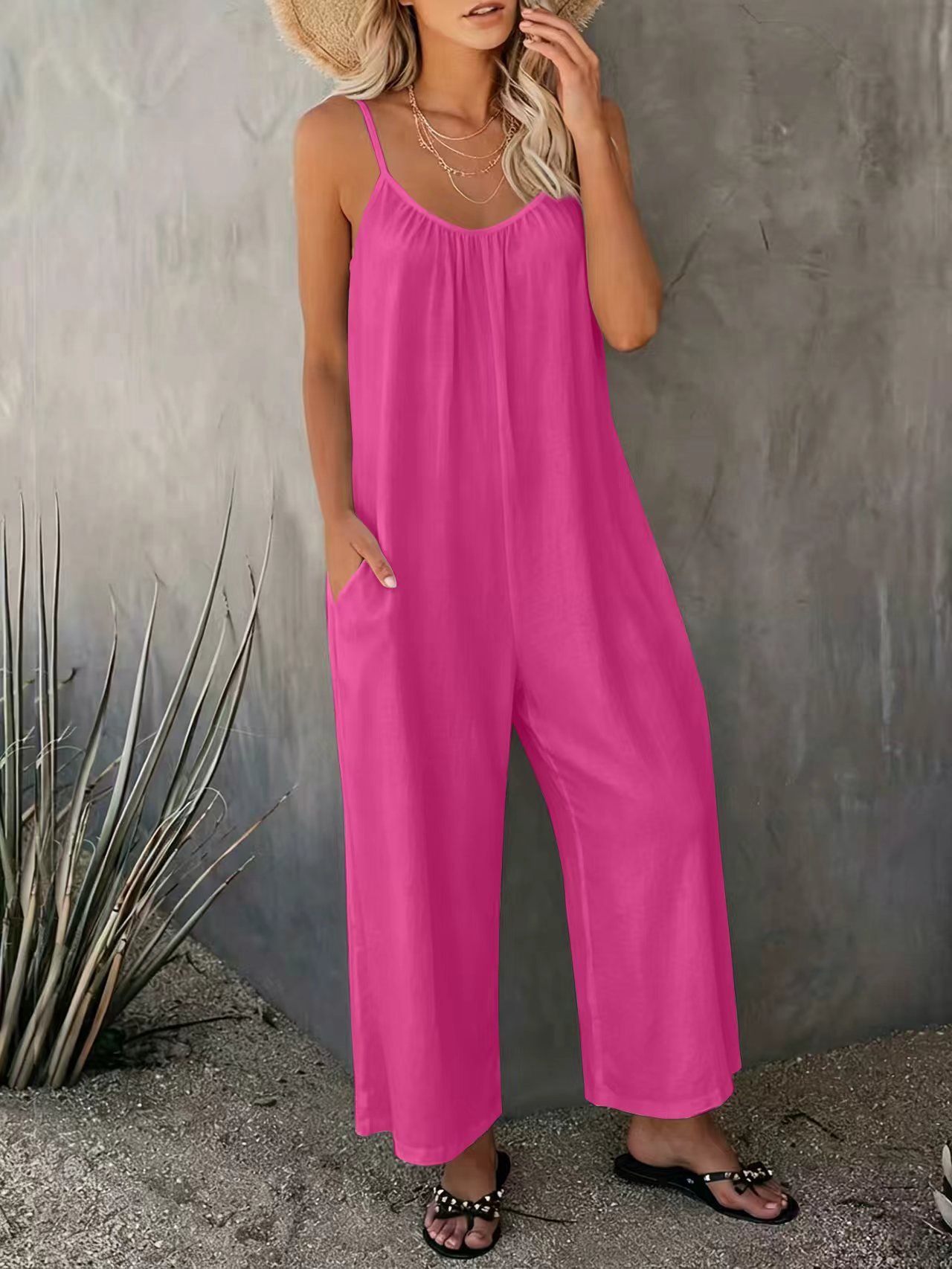 Joom Russia Europe and America Wish Amazon New Women's Fashion Sexy Wide-Leg Jumpsuit - Image 3