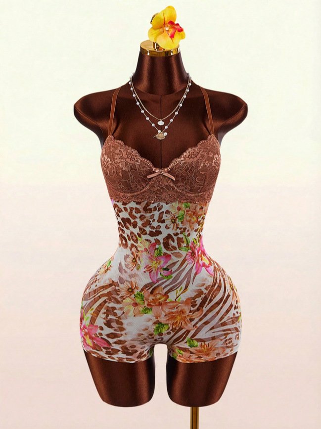 2026 European and American New Style Printed Lace Jumpsuit, Popular on Aliexpress and Amazon Cross-Border, Summer Jumpsuit - Image 3
