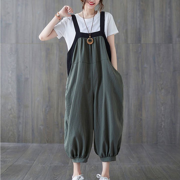 Jumpsuit Plus Size Women's Loose Age-Reducing Casual Overalls Summer New Style Artistic Color Matching Harem Jumpsuit