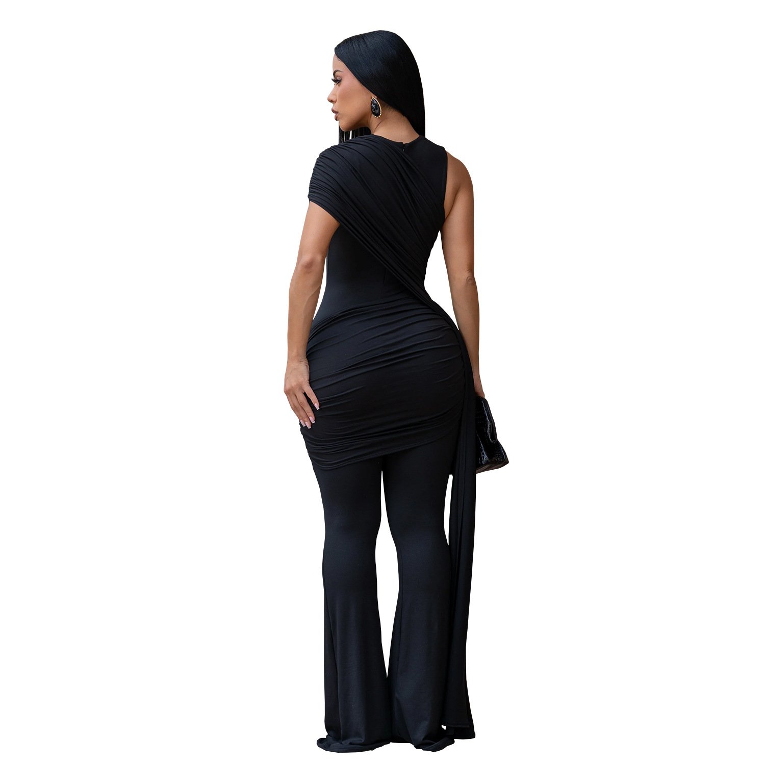 C7700 Cross-Border Aliexpress Amazon European and American Fashion Women's Clothing Elegant and Stylish Bodycon Jumpsuit with Ribbons - Image 6