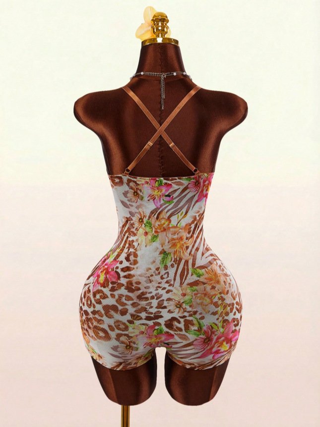 2026 European and American New Style Printed Lace Jumpsuit, Popular on Aliexpress and Amazon Cross-Border, Summer Jumpsuit - Image 7
