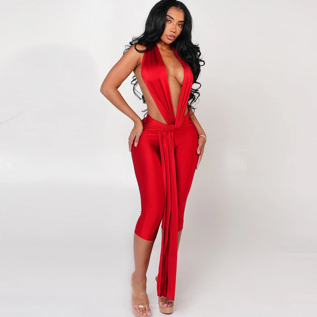 European and American Style 2026 Autumn New Fashion Solid Color Sexy Hot Girl Sleeveless Halter Backless Tight-Fitting Jumpsuit - Image 6