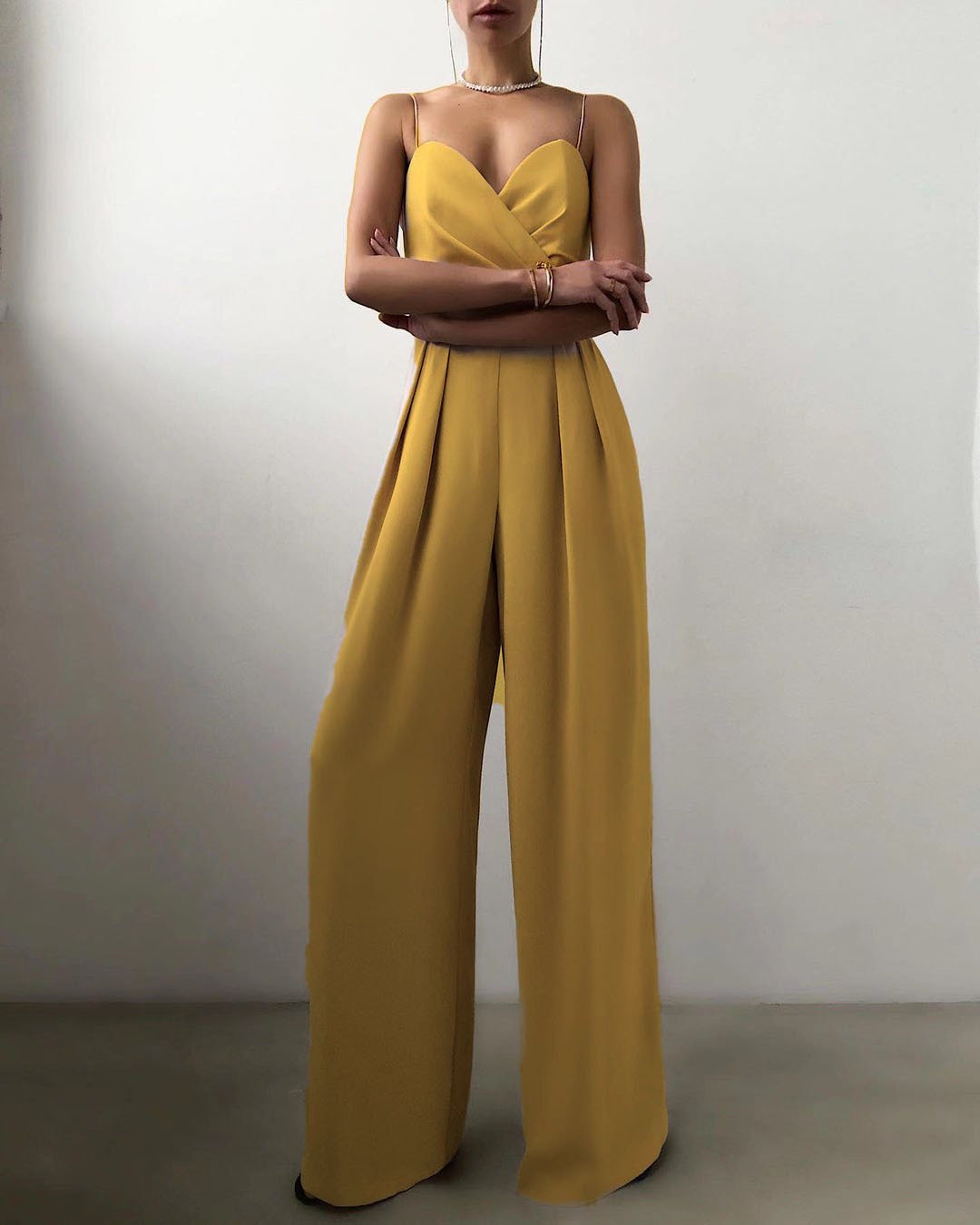 GY2105 European and American jumpsuit cross-border suspenders waist straight tube mopping minimalist jumpsuit spring and summer new products - Image 6