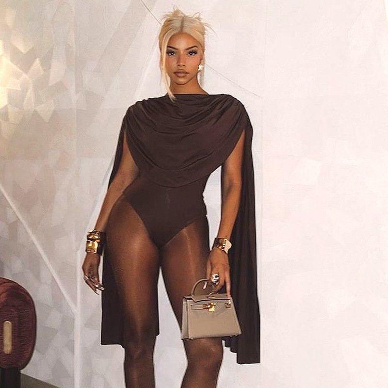Q24Bs670 Export Women's Clothing 2025 New Slim Fit Swing Collar Design Bottoming Top Long-Sleeved Sexy Jumpsuit - Image 5