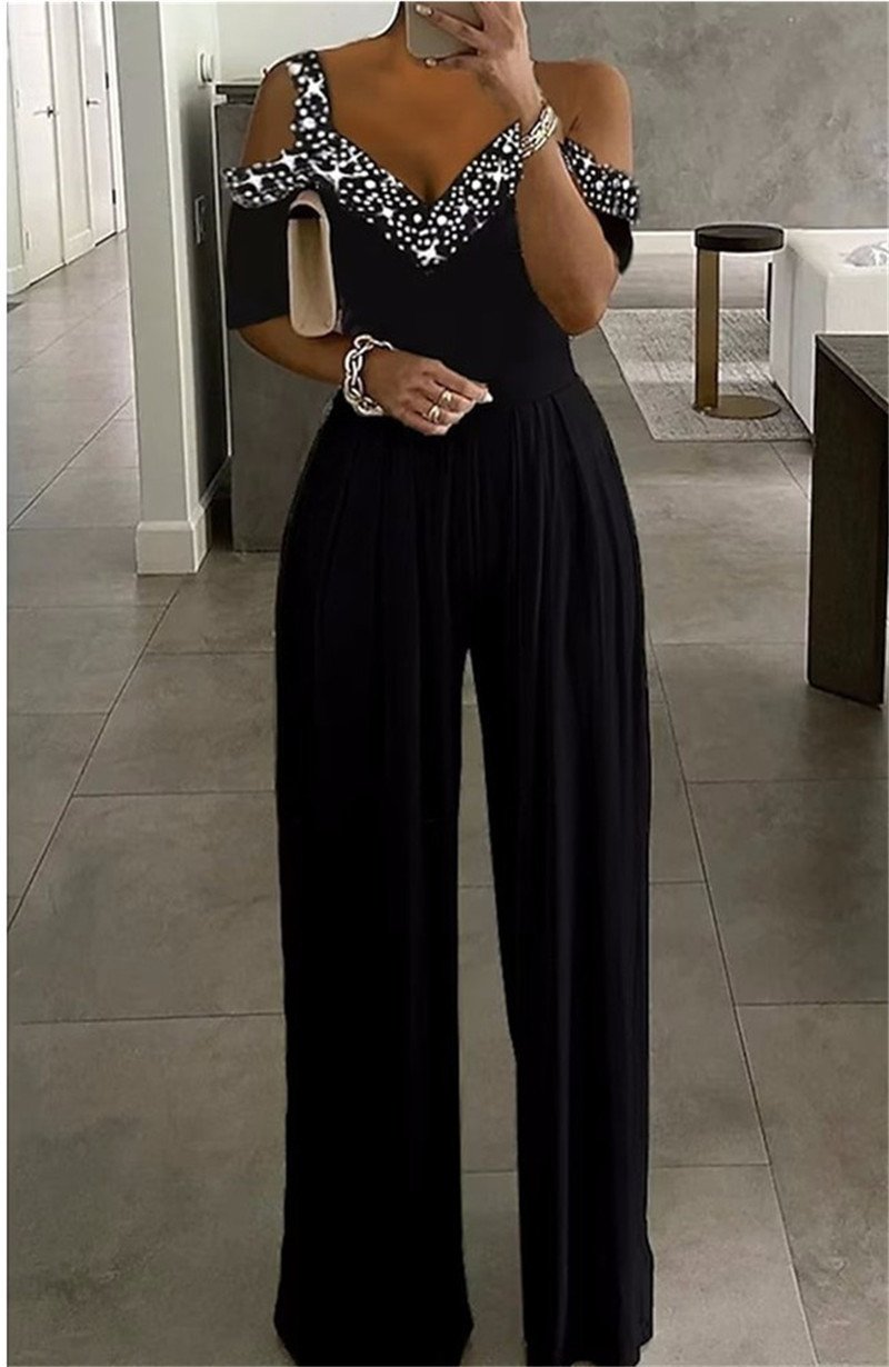 European and American Cross-Border 2023 Spring and Summer New Women's Clothing Wish Wide-Leg Jumpsuit Waist-Cinching One-Piece Dress Printed Dress - Image 4