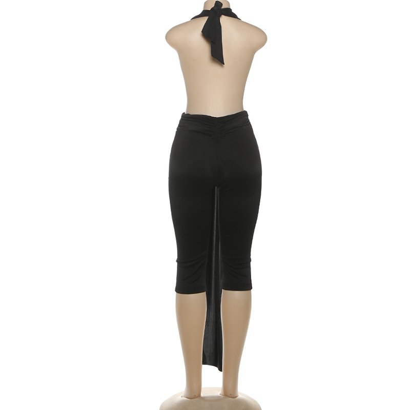 European and American Style 2026 Autumn New Fashion Solid Color Sexy Hot Girl Sleeveless Halter Backless Tight-Fitting Jumpsuit - Image 4