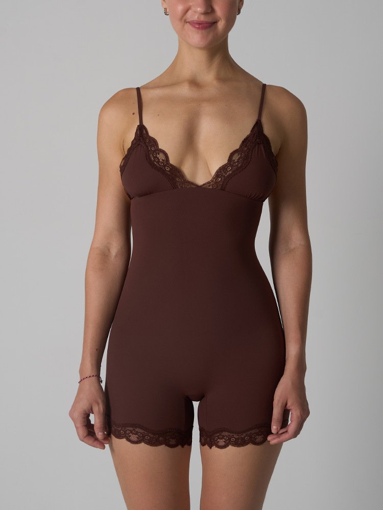 Fits Everybody Lace Lace Triangle Cup Jumpsuit Nude Suspender Breathable Inner Jumpsuit for Women