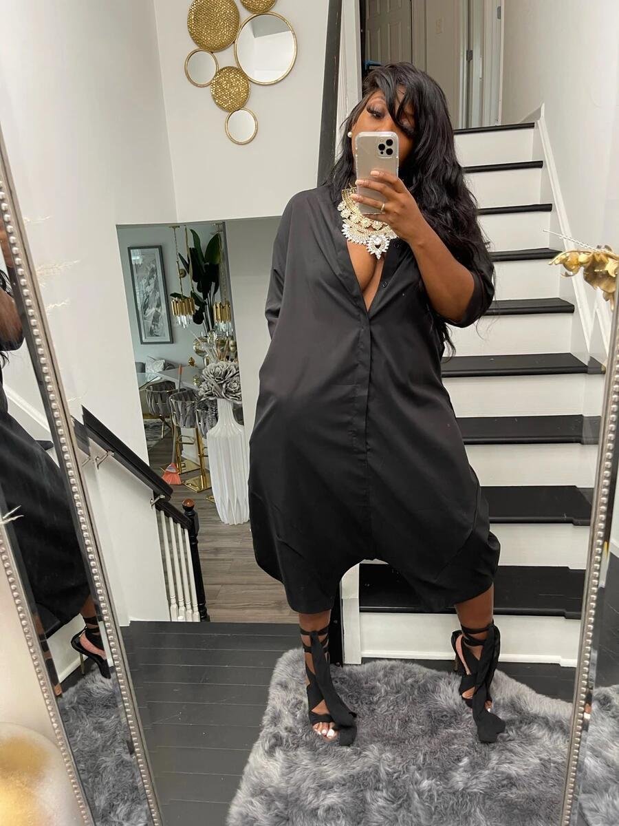 M3030 cross-border women's clothing solid color autumn and winter New cardigan loose wide-leg pants casual jumpsuit foreign trade European and American - Image 3