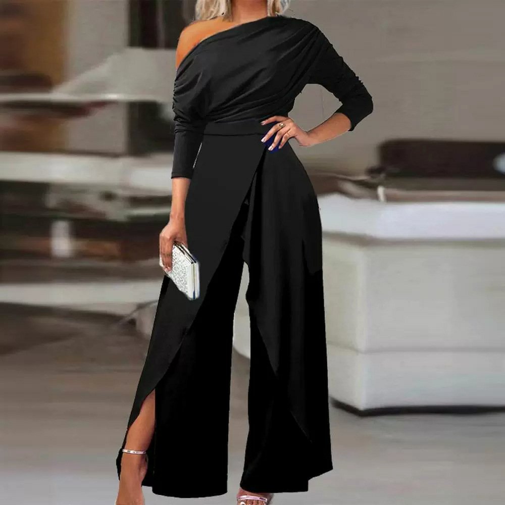 2026 New In-Stock Amazon One-Shoulder Formal Elegant Party Jumpsuit - Image 2