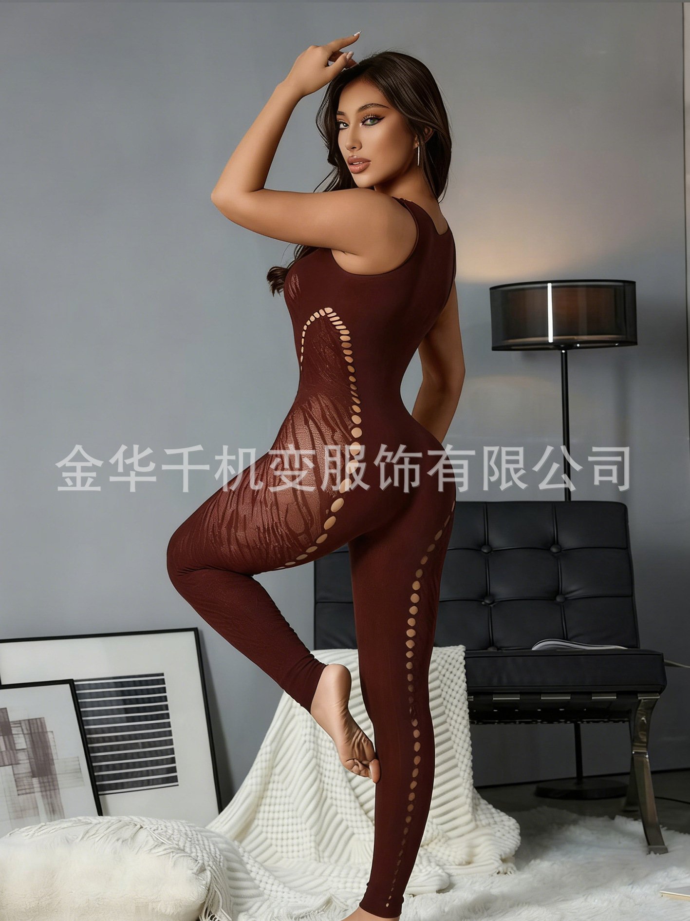 European and American Cross-Border 2025 Spring New Women's Sleeveless Tiger Pattern Cut Out Slim High Waist Sexy Fashion Jumpsuit for Women - Image 5