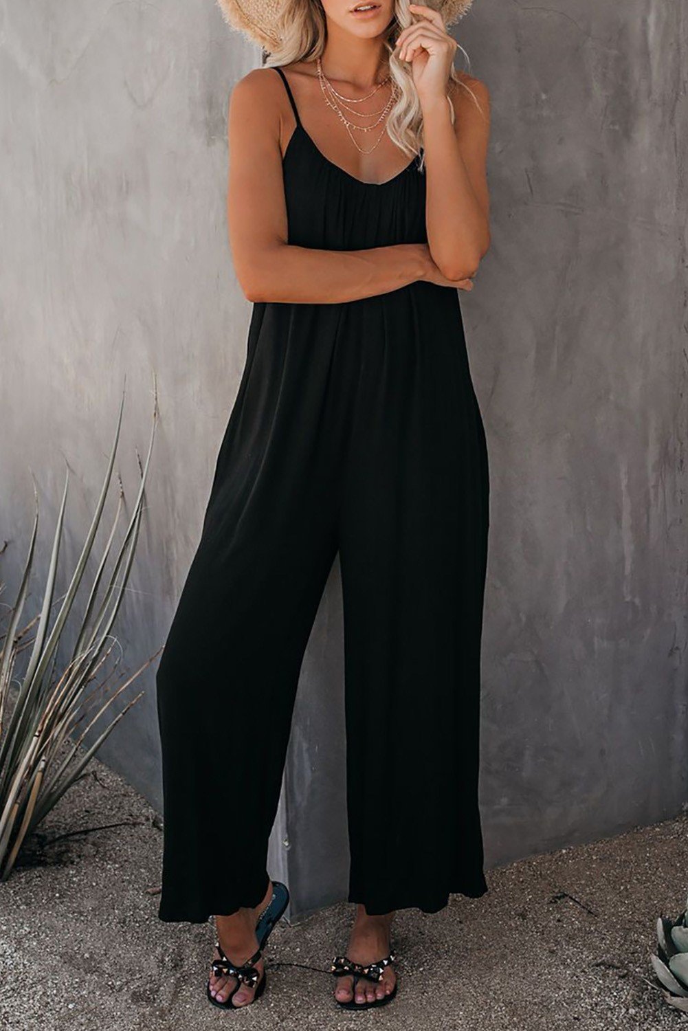 Joom Russia Europe and America Wish Amazon New Women's Fashion Sexy Wide-Leg Jumpsuit - Image 2