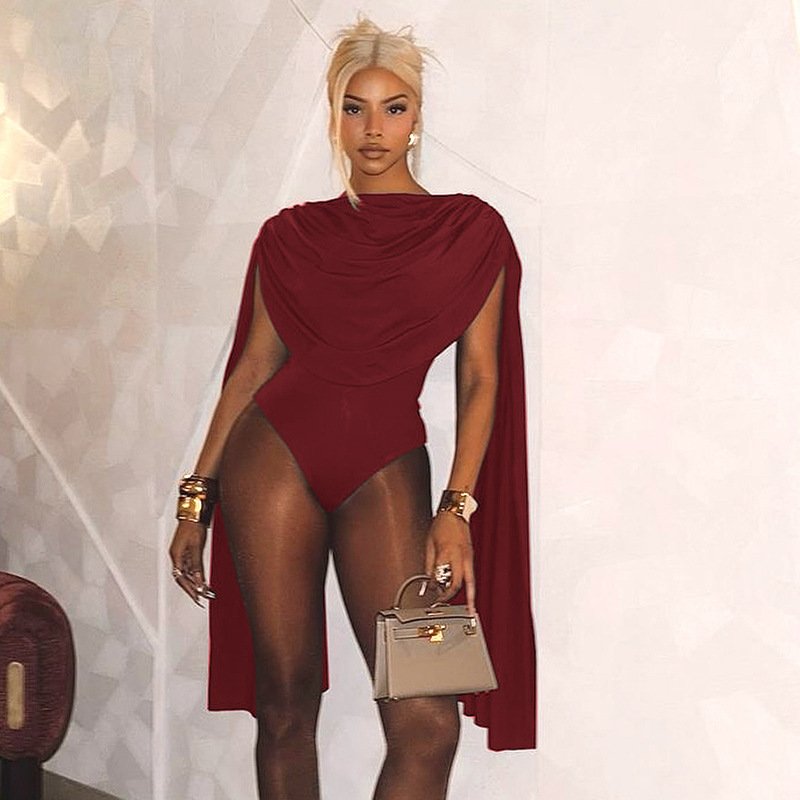 Q24Bs670 Export Women's Clothing 2025 New Slim Fit Swing Collar Design Bottoming Top Long-Sleeved Sexy Jumpsuit - Image 4