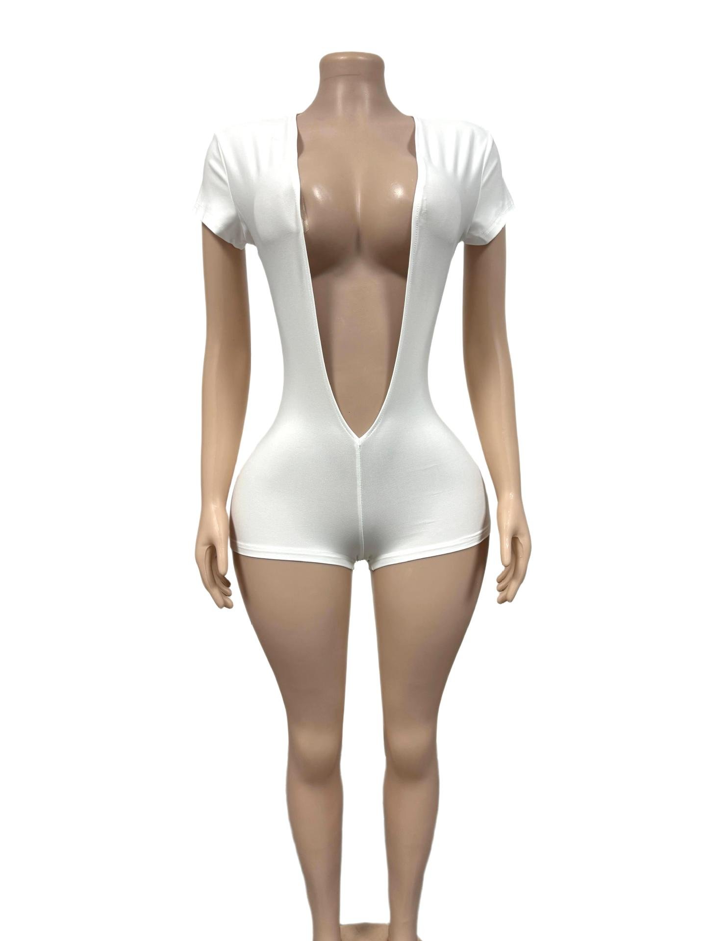 Fc1453 European and American Cross-Border Hot-Selling Solid Color Tight-Fitting Sexy Elastic One-Piece Shorts Fashion Women's Clothing - Image 3
