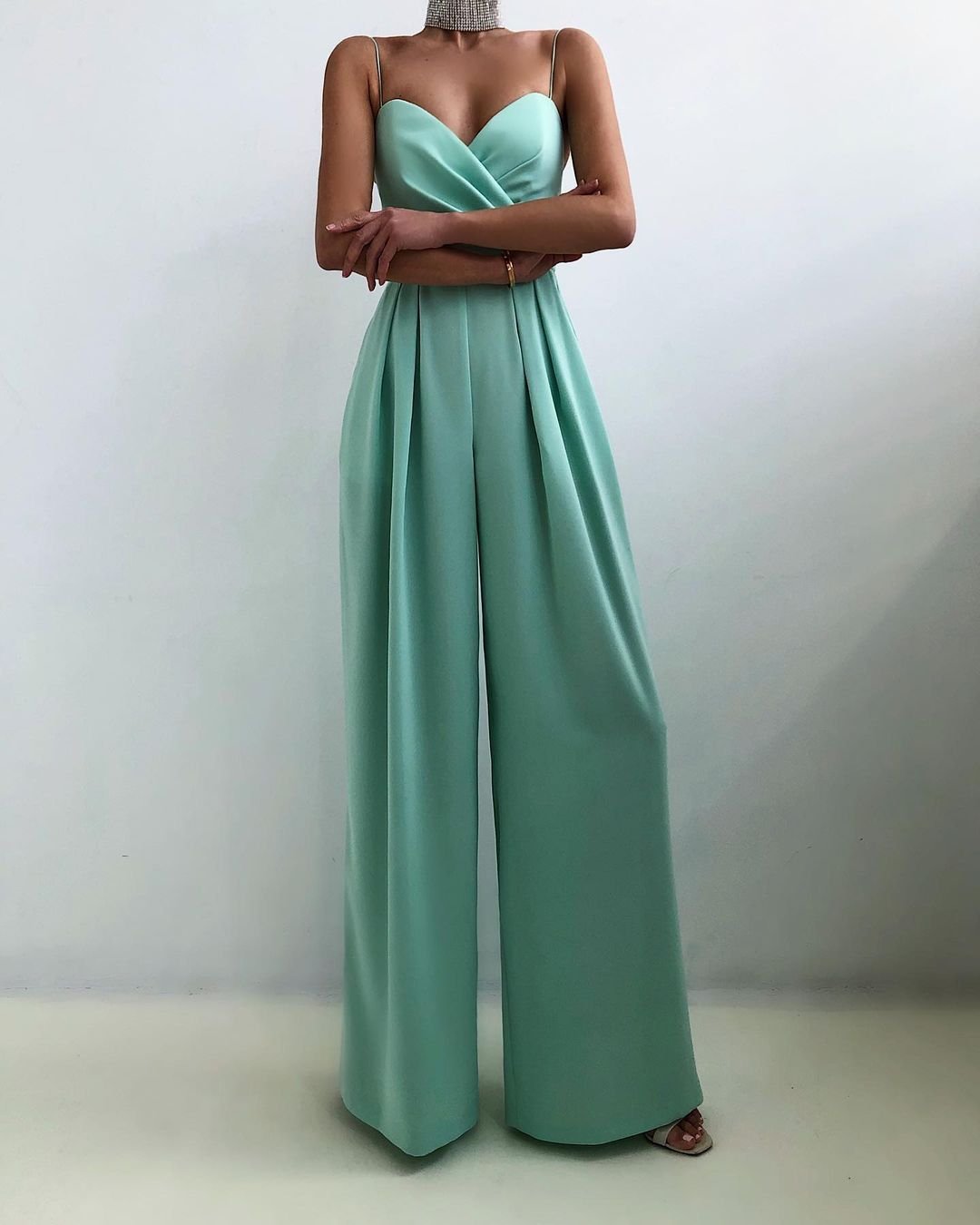 GY2105 European and American jumpsuit cross-border suspenders waist straight tube mopping minimalist jumpsuit spring and summer new products - Image 4