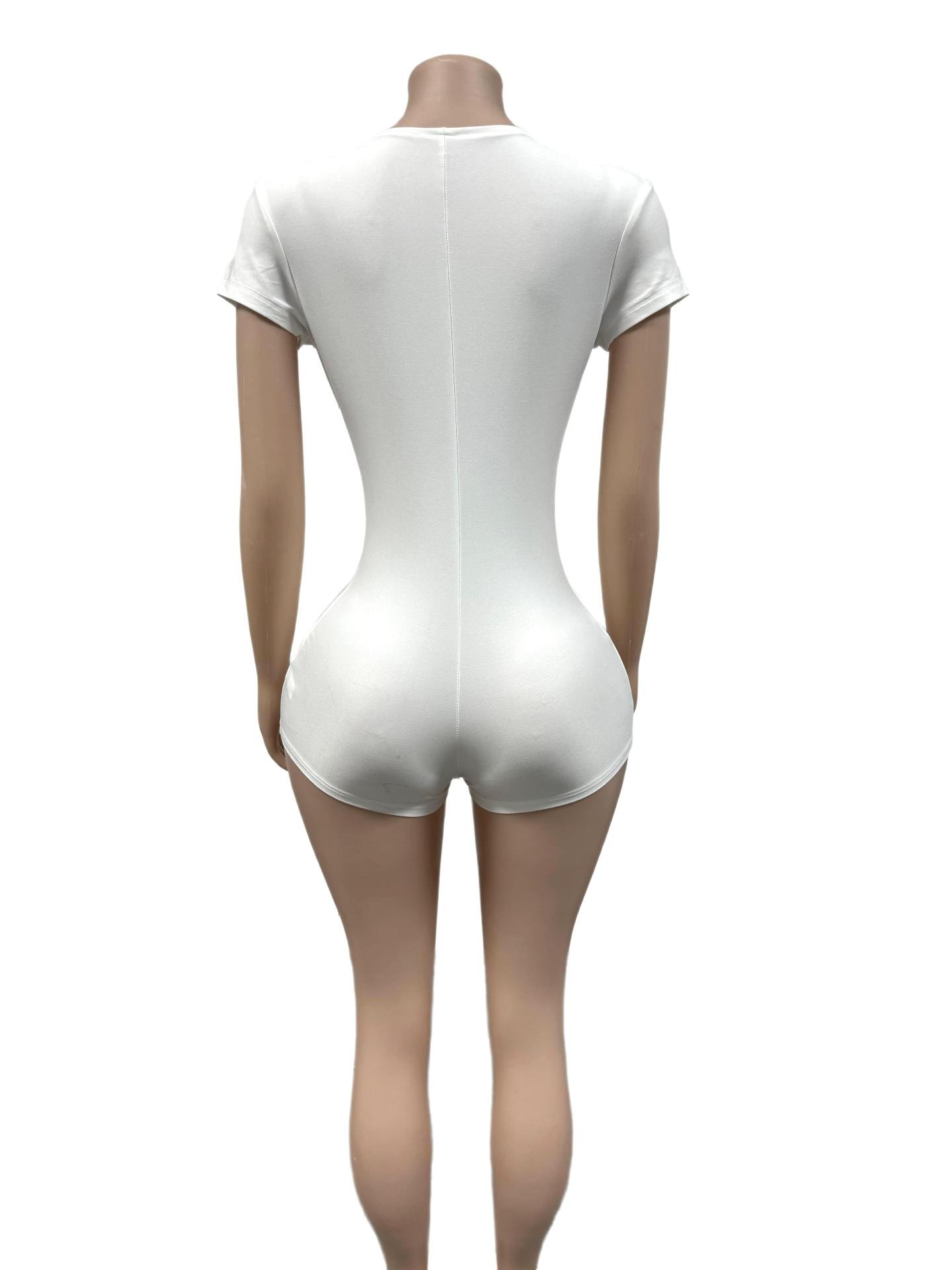 Fc1453 European and American Cross-Border Hot-Selling Solid Color Tight-Fitting Sexy Elastic One-Piece Shorts Fashion Women's Clothing - Image 4