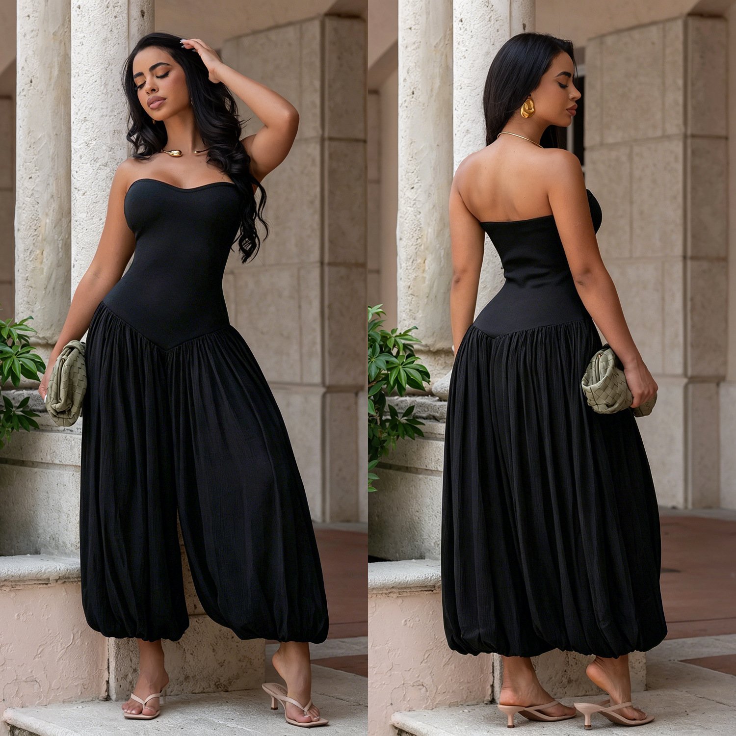 C7717 Cross-Border Aliexpress Amazon European and American Fashion Women's Clothing, Elegant and Sexy Tube Top Slim Fit Fashion Jumpsuit - Image 4