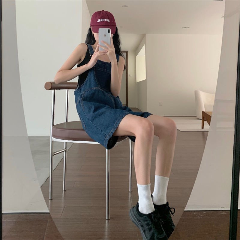 High-Waisted Denim Overalls for Women, Thin Strap Jumpsuit, 2026 Summer New Style, Straight Loose Wide-Leg Pants