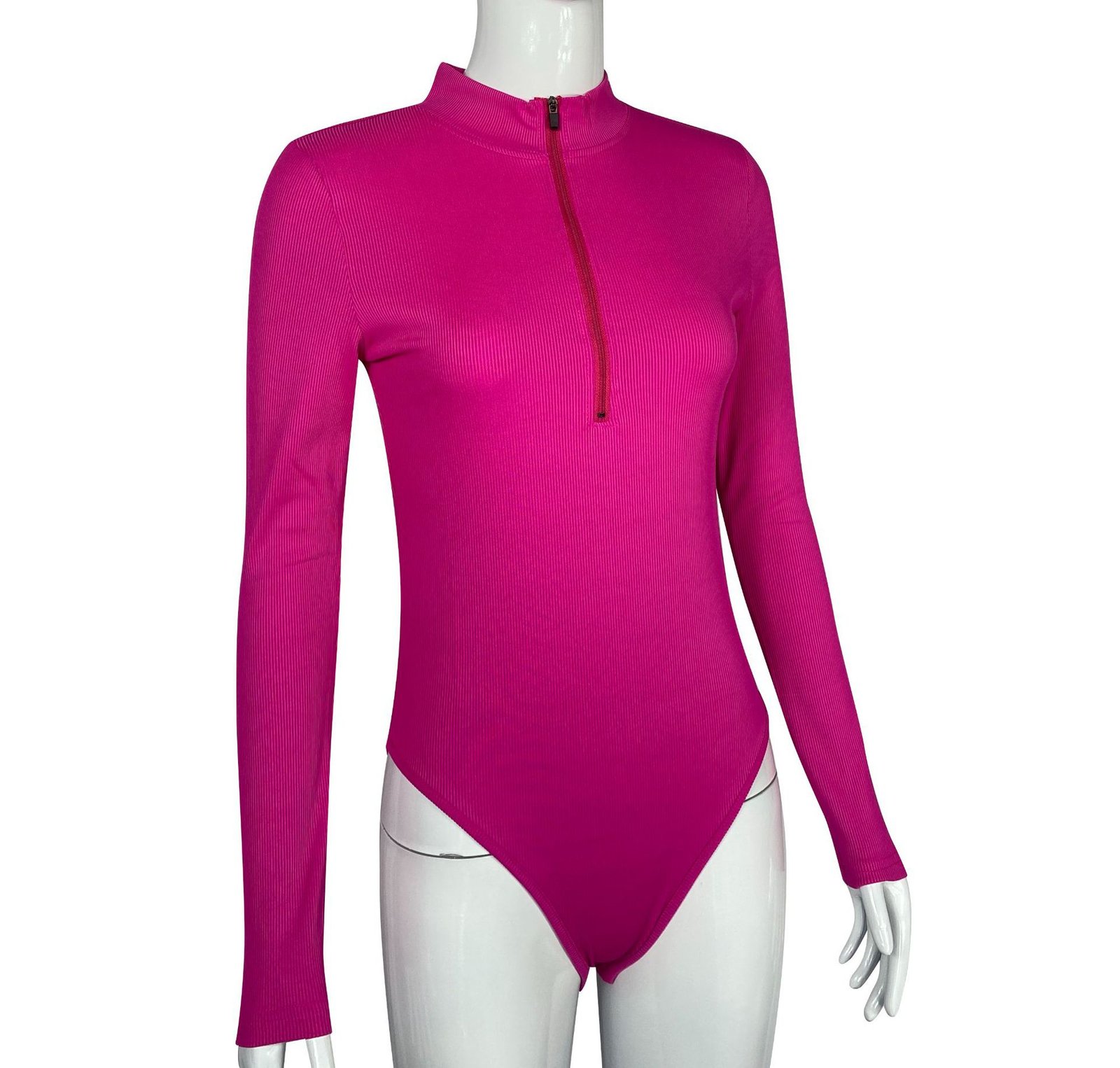 European and American Cross-Border Amazon 2023 Long-Sleeved Jumpsuit Sexy Ribbed One-Piece Front Zipper Long-Sleeved Top Jumpsuit - Image 4
