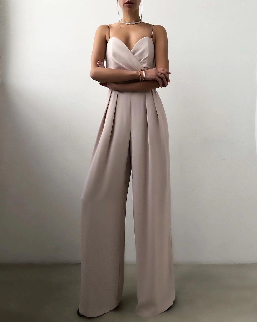 GY2105 European and American jumpsuit cross-border suspenders waist straight tube mopping minimalist jumpsuit spring and summer new products - Image 3