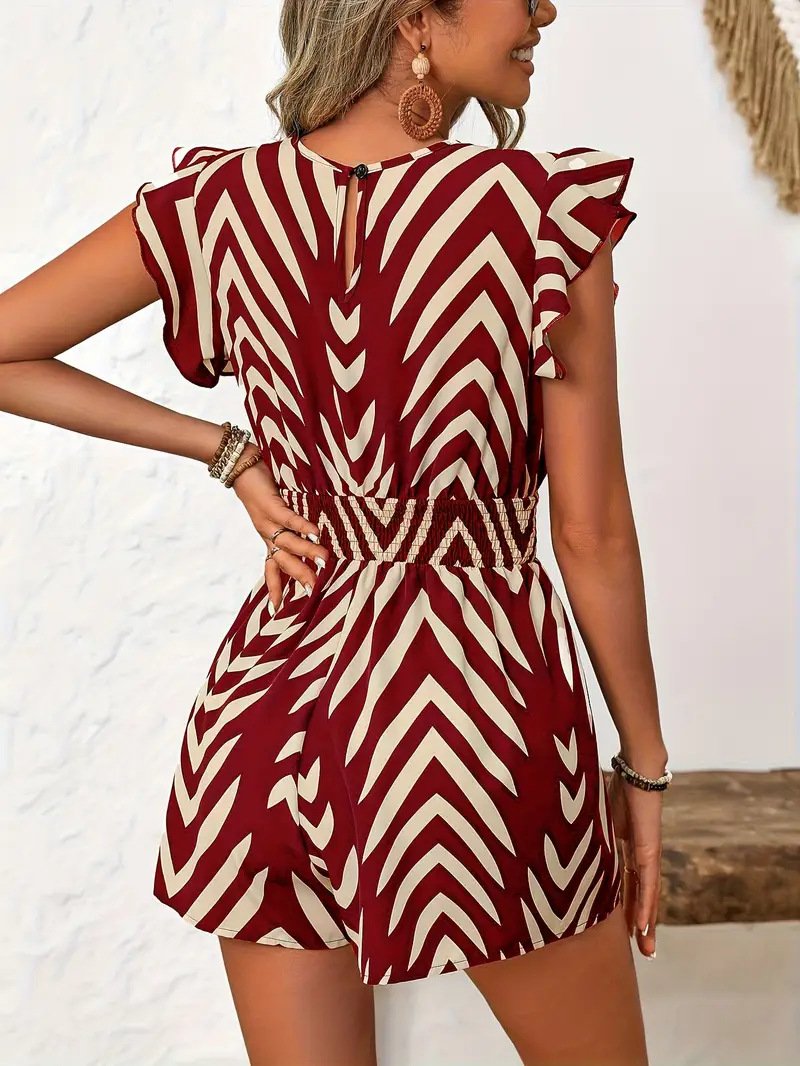 In Stock 2025 Amazon Tiktok Temu European and American Women's Clothing Elegant Floral Print V-Neck Jumpsuit Independent Store - Image 7