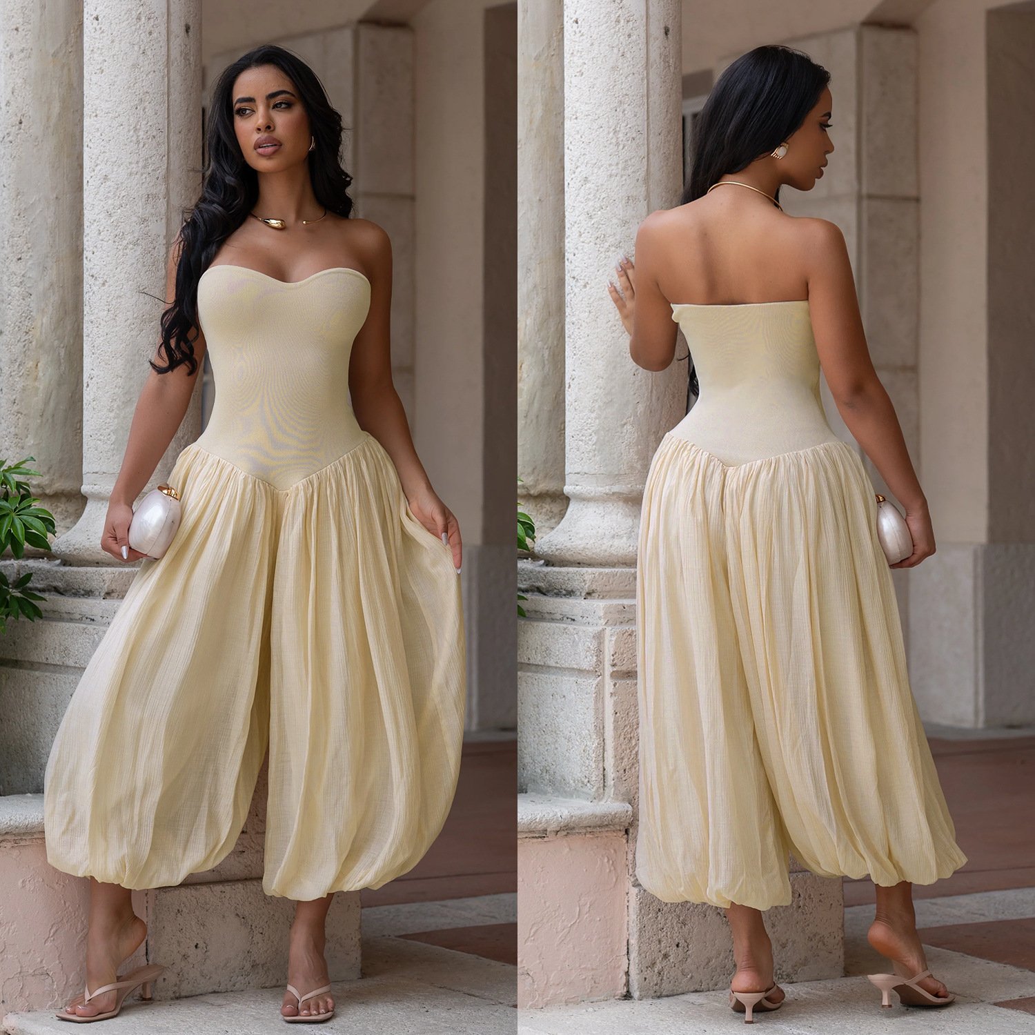 C7717 Cross-Border Aliexpress Amazon European and American Fashion Women's Clothing, Elegant and Sexy Tube Top Slim Fit Fashion Jumpsuit - Image 2