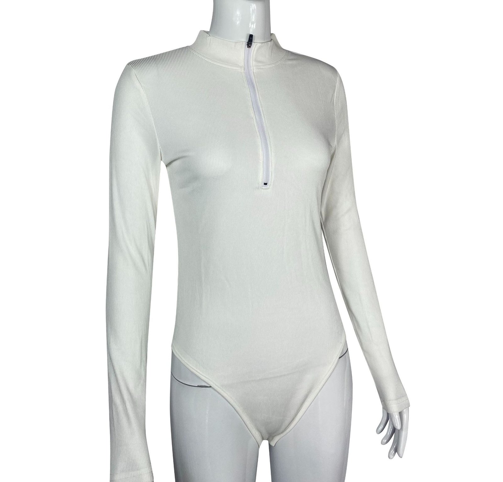 European and American Cross-Border Amazon 2023 Long-Sleeved Jumpsuit Sexy Ribbed One-Piece Front Zipper Long-Sleeved Top Jumpsuit - Image 2