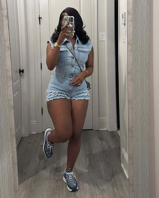 New Stretch Denim Jumpsuit Shorts MZ88645 in stock European and American Cross-border Explosions Denim Sleeveless Slim Jumpsuit