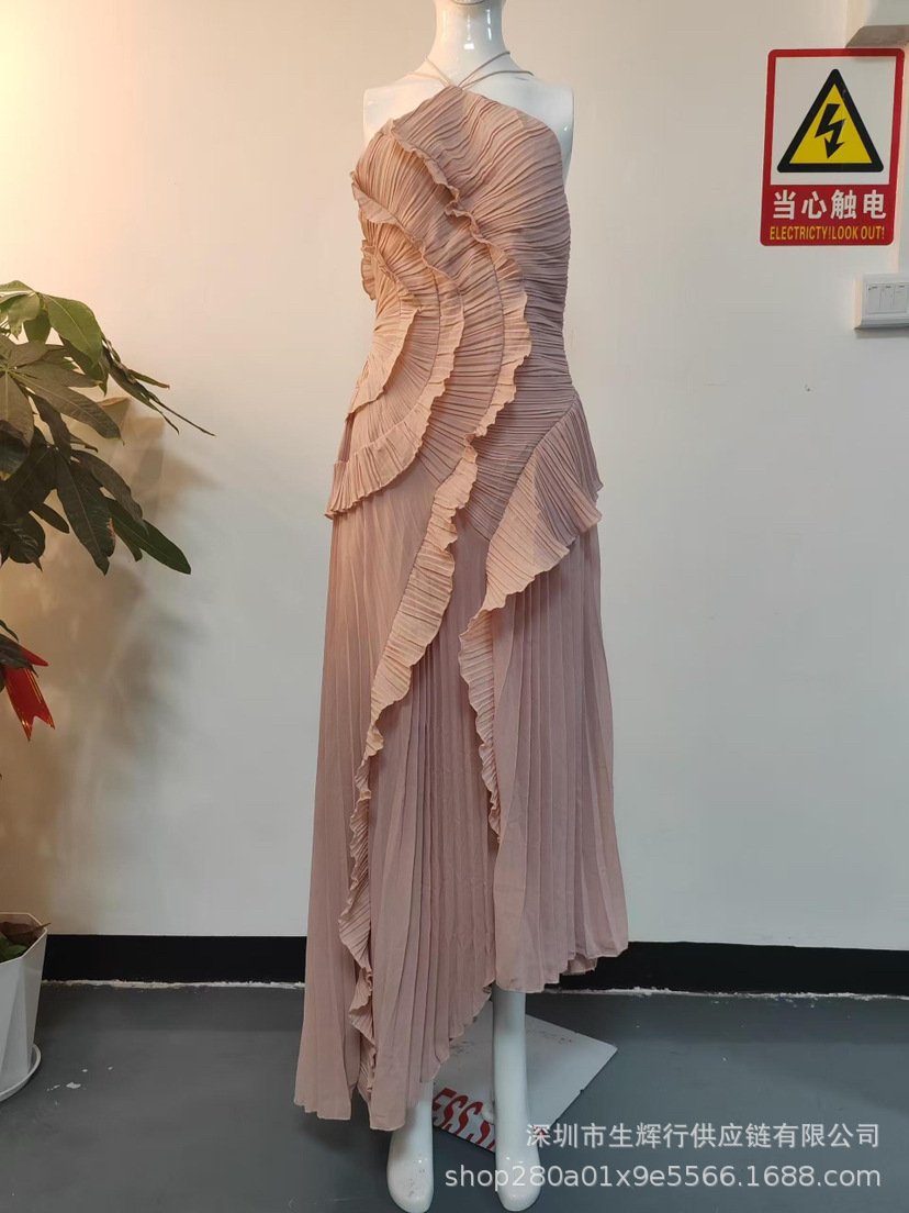 European and American Women's 2025 Summer Women's New Fashion Strapless Sexy Backless Split Tassel Elegant dress - Image 8