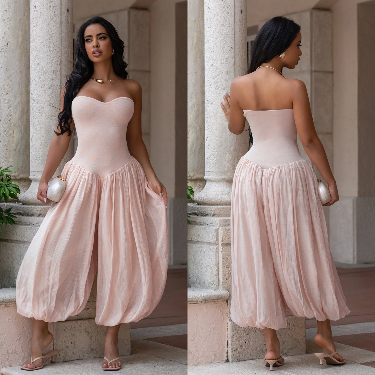 C7717 Cross-Border Aliexpress Amazon European and American Fashion Women's Clothing, Elegant and Sexy Tube Top Slim Fit Fashion Jumpsuit - Image 3