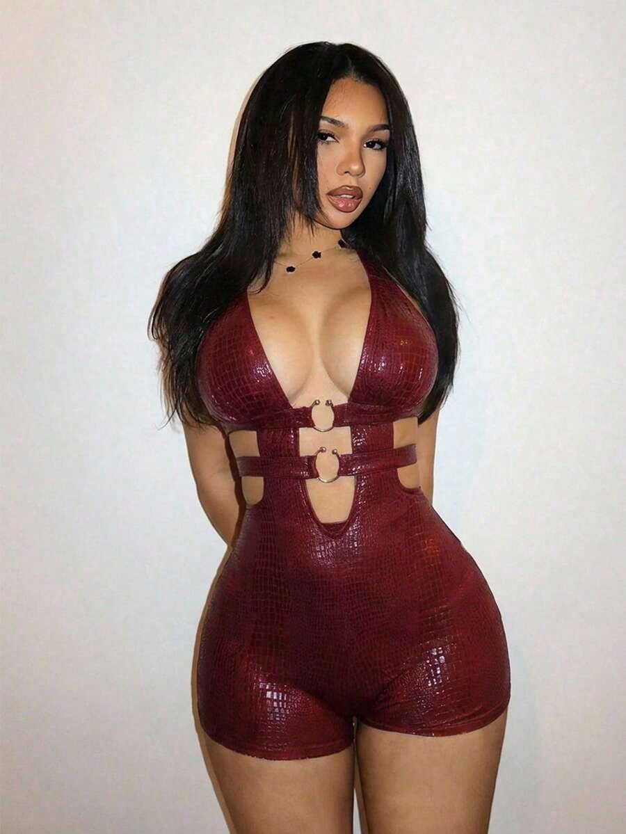 2026 European and American Style New Women's Fashion Sexy Deep V Halter Tie Backless Slim Fit Butt-Lifting Jumpsuit for Women