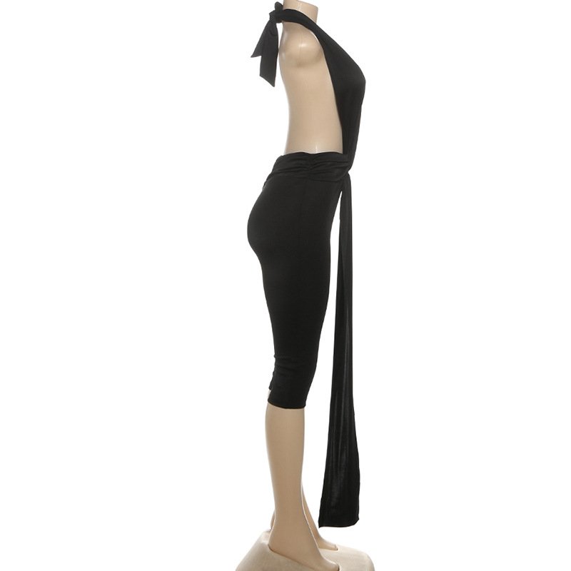 European and American Style 2026 Autumn New Fashion Solid Color Sexy Hot Girl Sleeveless Halter Backless Tight-Fitting Jumpsuit - Image 3