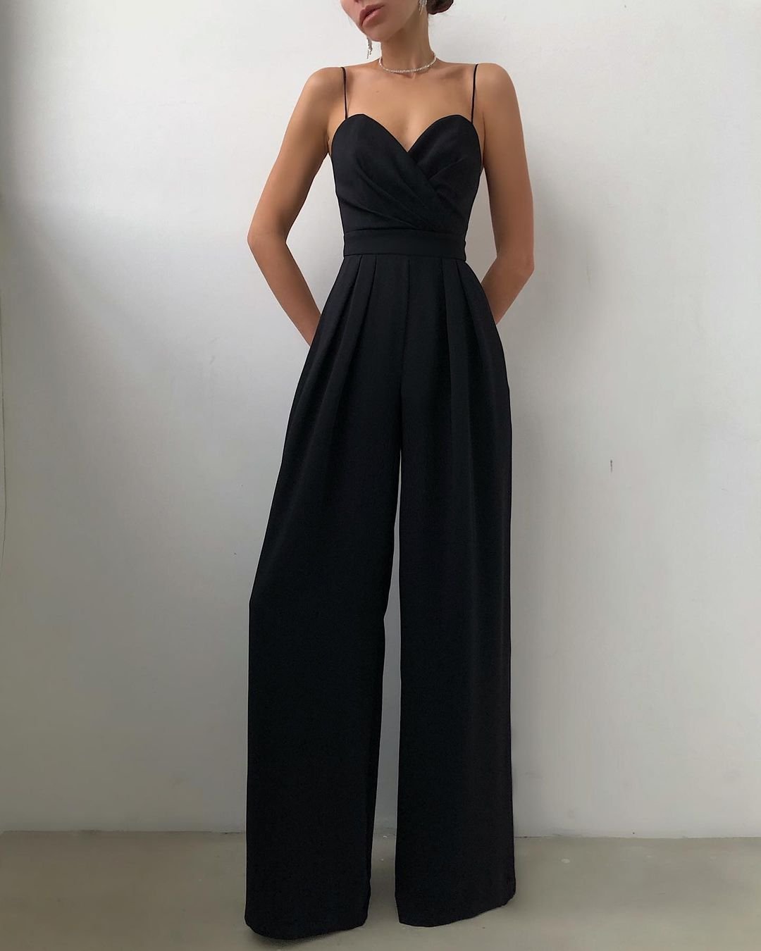 GY2105 European and American jumpsuit cross-border suspenders waist straight tube mopping minimalist jumpsuit spring and summer new products - Image 5