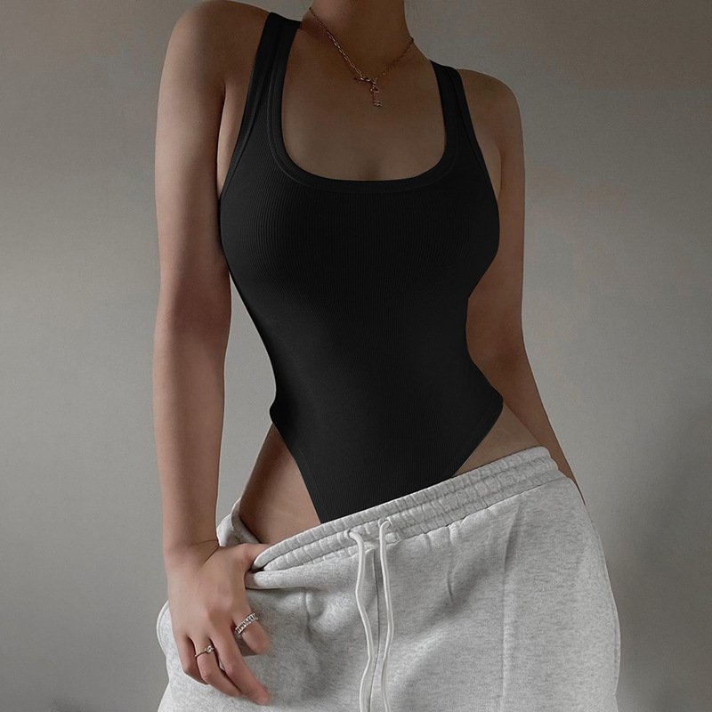 European and American Hot-selling Women's Summer Amazon New Vest Casual Yoga Sexy Neck Short Sports Jayshirt