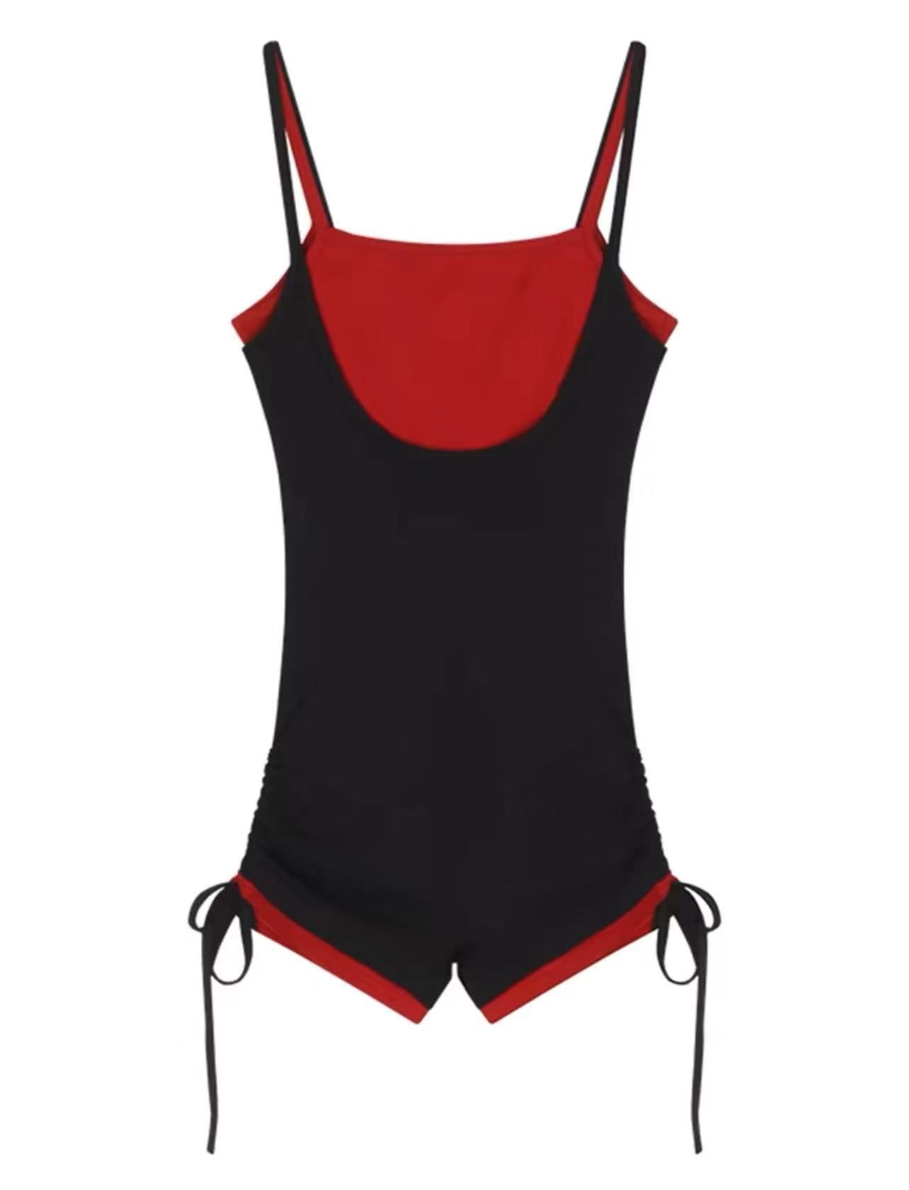Amazon Fake Two-Piece Contrasting Color Suspender Jumpsuit Summer Tight Hot Girl Pants Design High Waist Jumpsuit Shorts for Women - Image 2