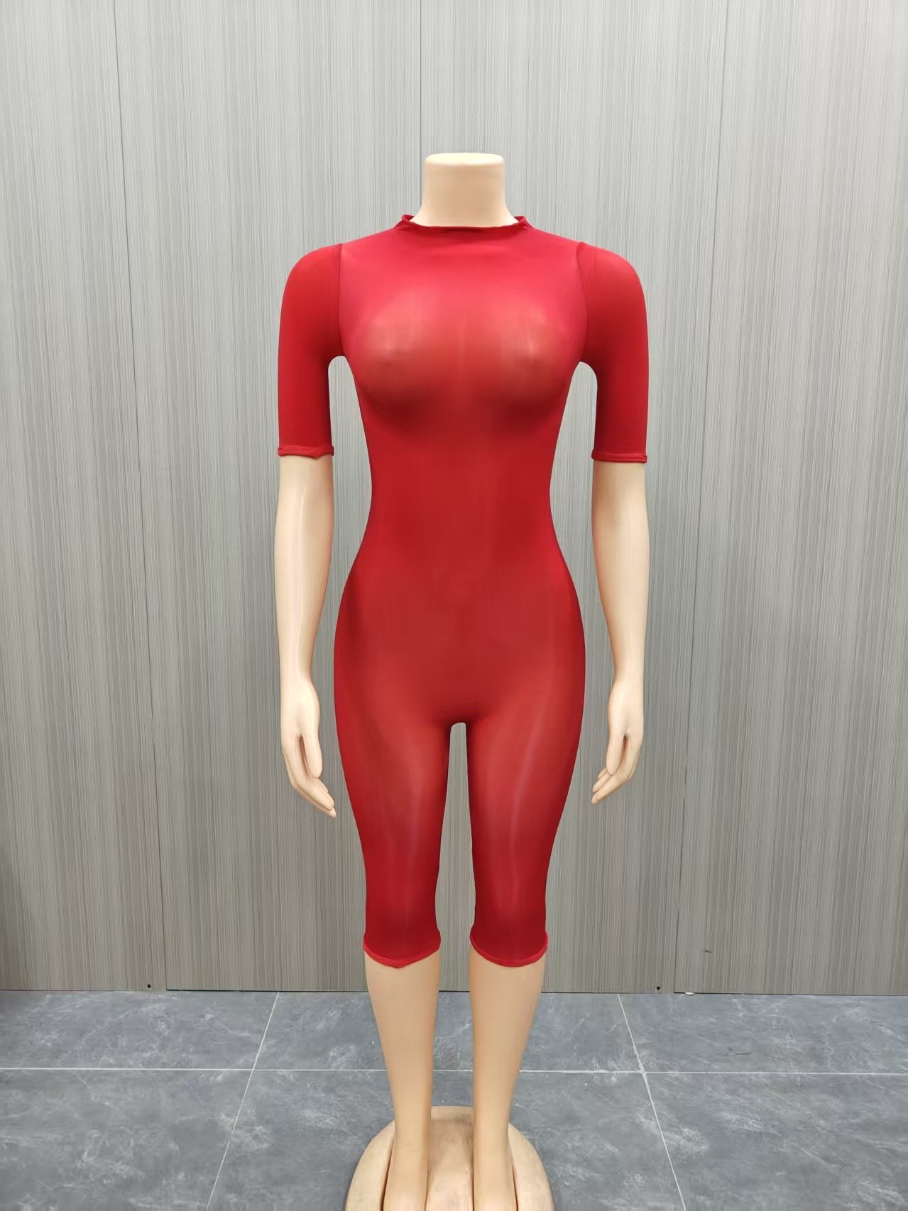 Ff1499 European and American Women's Clothing, Sexy Super Elastic Shiny Body Stockings, Nightclub Sexy See-Through One-Piece Shorts - Image 4