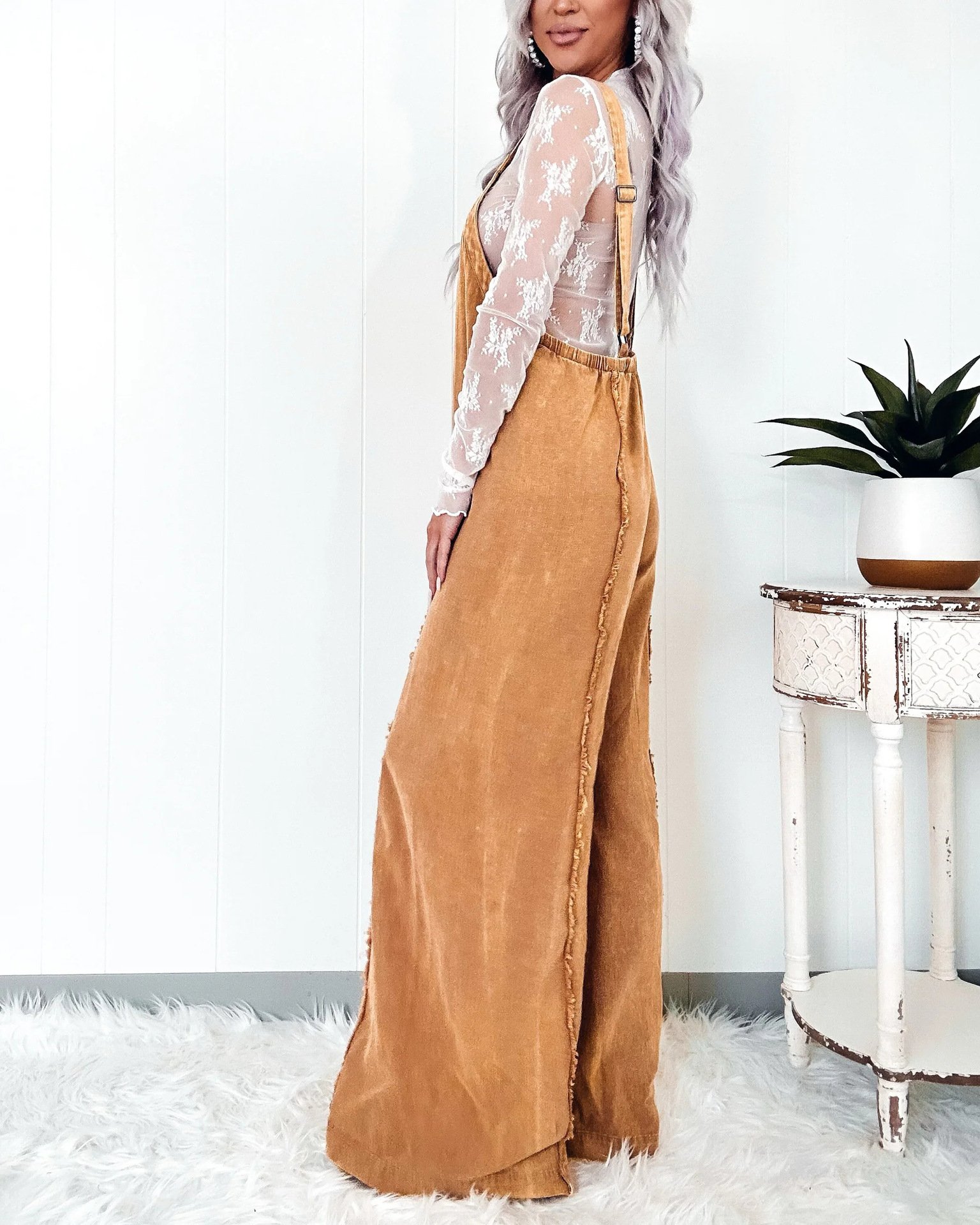 2024 Spring New Loose Overalls Women's European and American Retro Washed Rough-Edge Wide-Leg Pants 16859 - Image 3