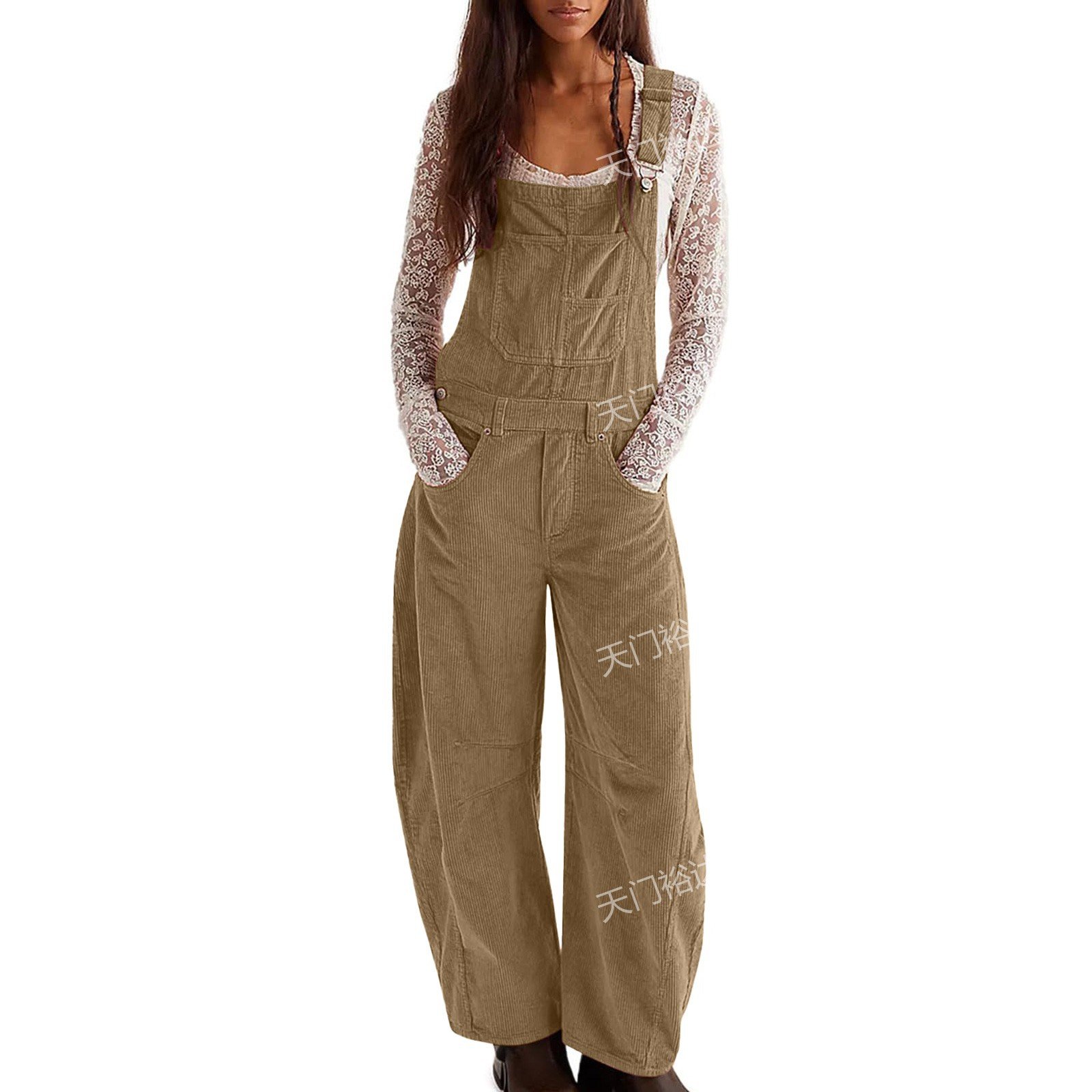 Amazon Independent Site European and American Cross-Border Overalls Cargo Pants Women's Fashion Loose Jumpsuit Women's Loose New Style - Image 5