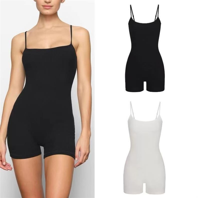 Skims Kardashian-Style Soft Lounge Scoop Onesie Camisole Jumpsuit Shorts - Image 3