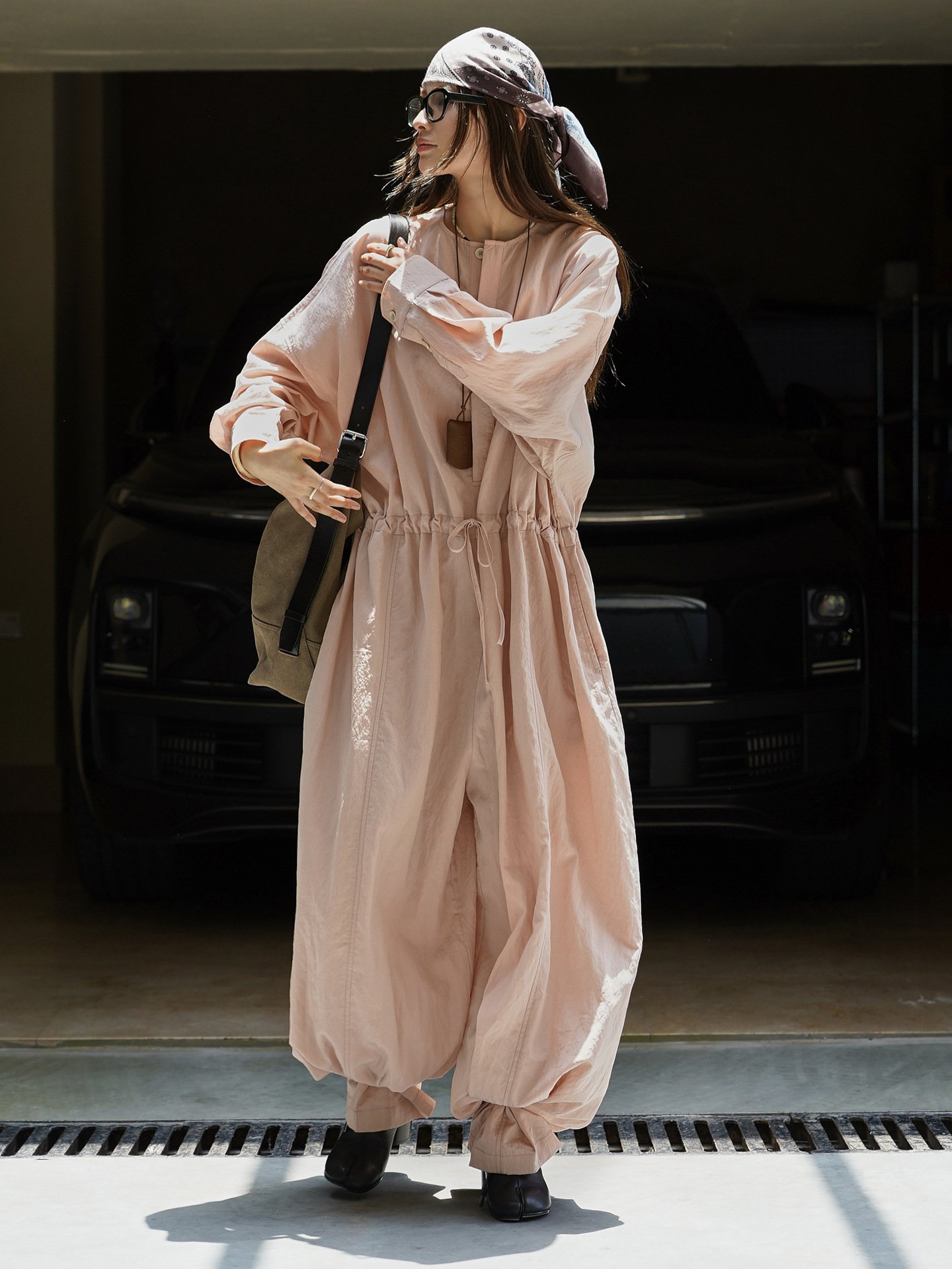 Xuman Early Autumn New Paris Lem Relaxed Waist Wide-Leg Jumpsuit Tencel Draped Breathable Pants for Women - Image 3