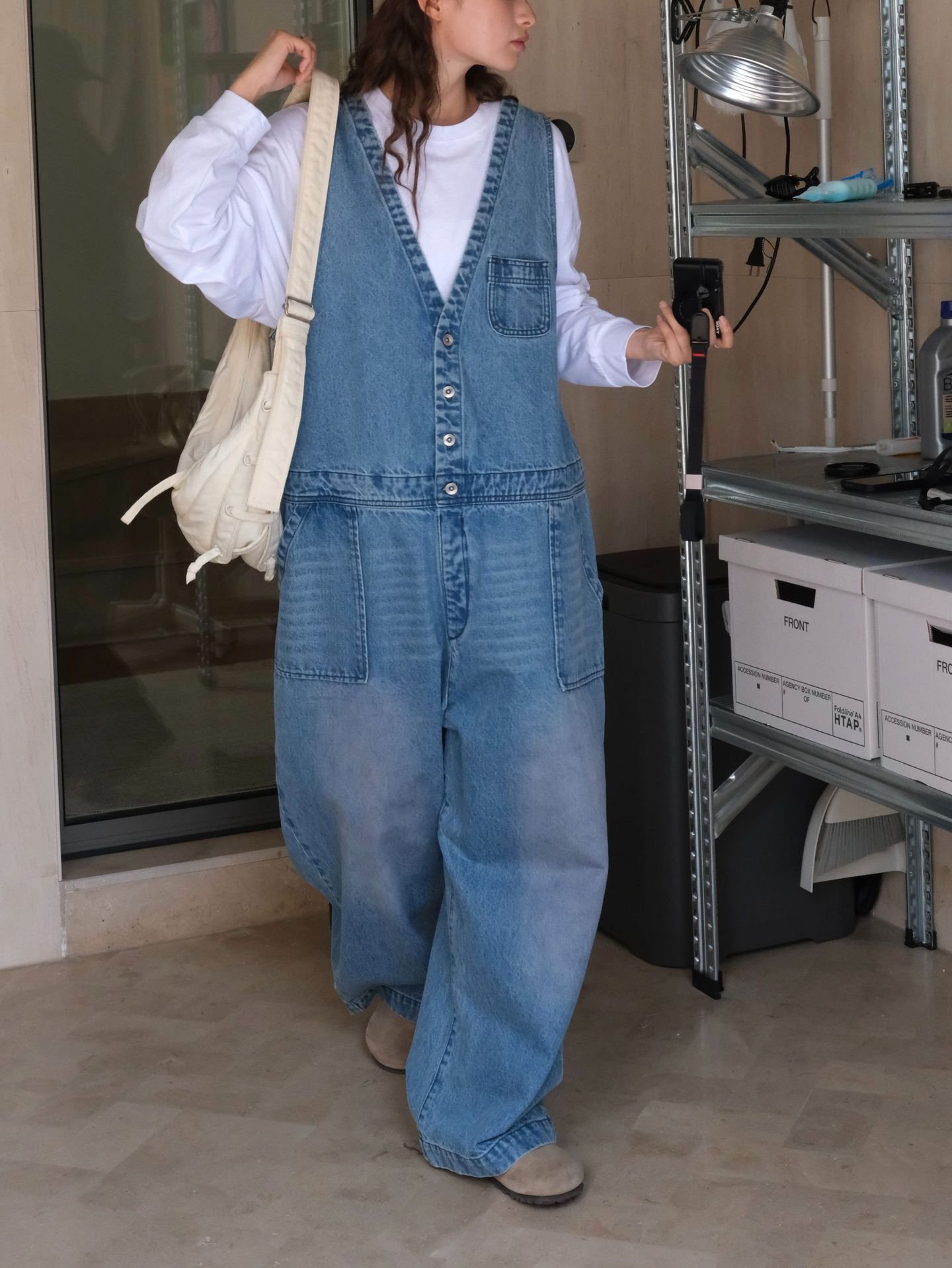 Autumn New Japanese Style Fashionable Age-Reducing Washed Denim Overalls Loose Crisp Casual Long Pants for Women