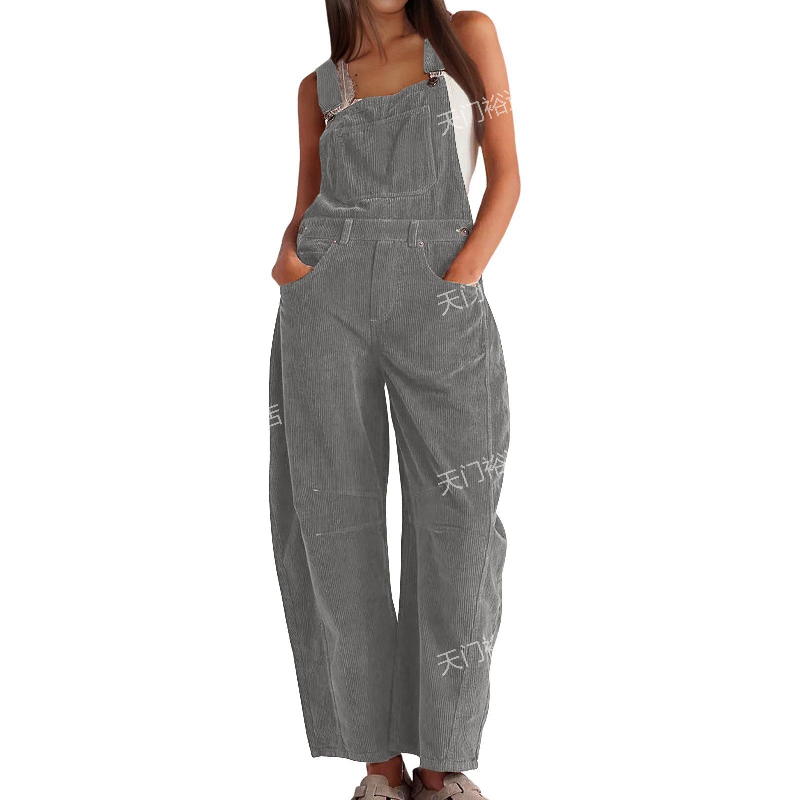 Amazon Independent Site European and American Cross-Border Overalls Cargo Pants Women's Fashion Loose Jumpsuit Women's Loose New Style - Image 4