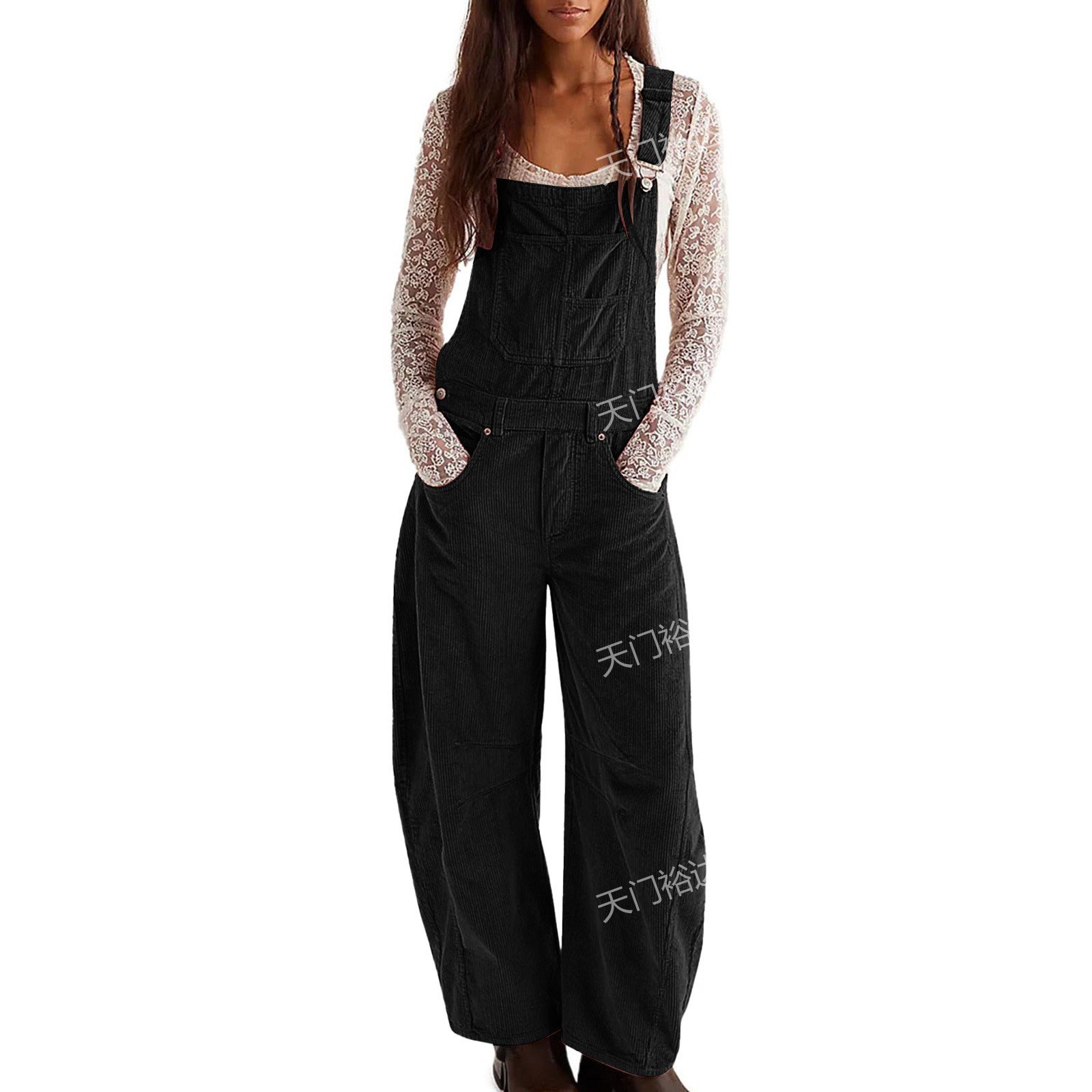 Amazon Independent Site European and American Cross-Border Overalls Cargo Pants Women's Fashion Loose Jumpsuit Women's Loose New Style - Image 3