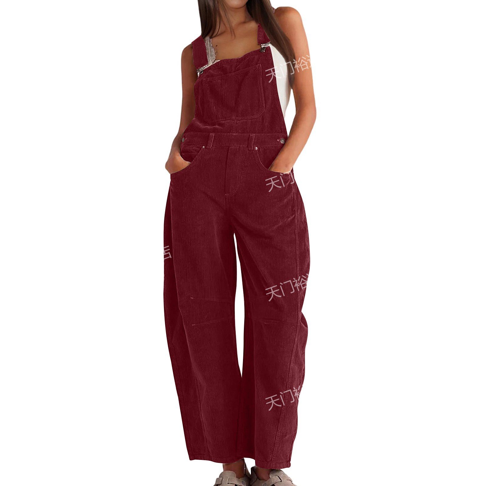 Amazon Independent Site European and American Cross-Border Overalls Cargo Pants Women's Fashion Loose Jumpsuit Women's Loose New Style